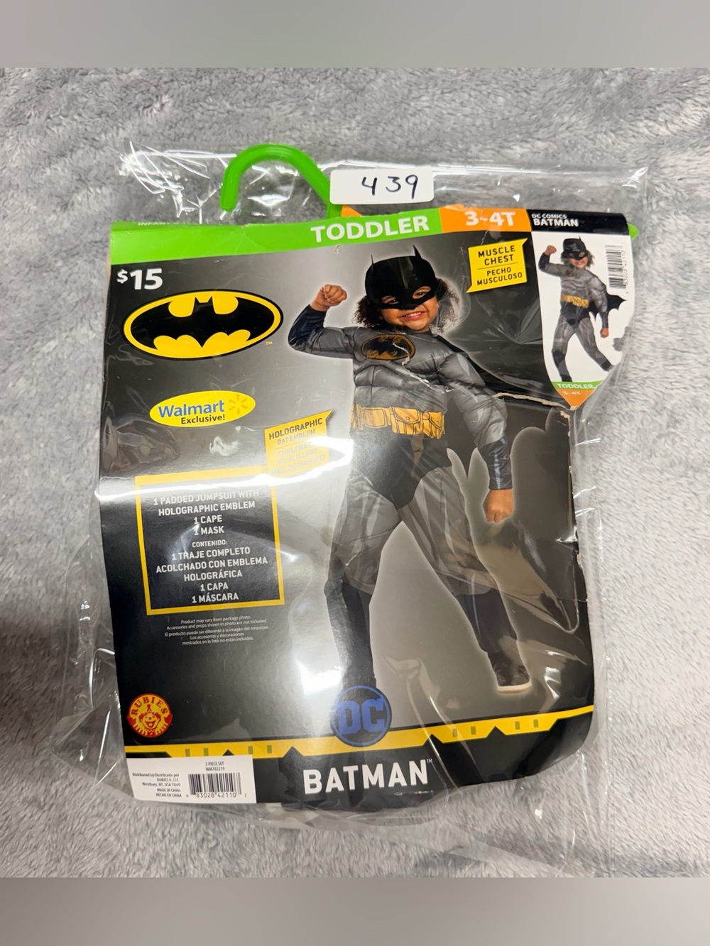 DC Batman Toddler Costume in Gray and Yellow